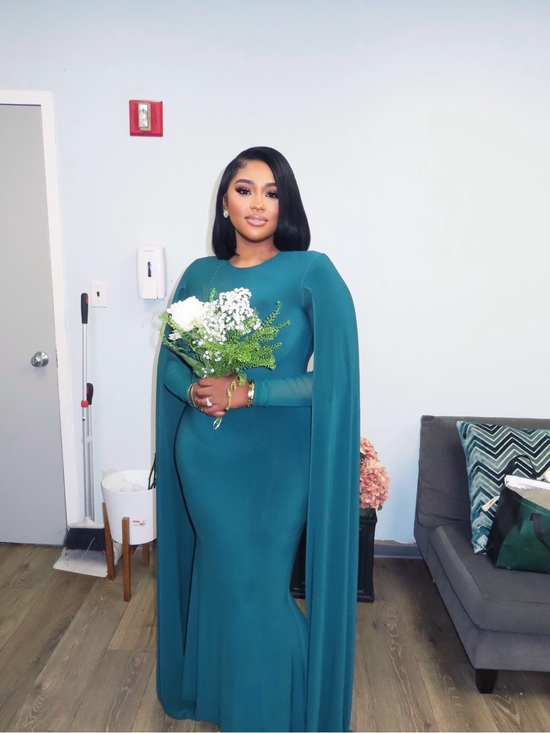 Club L London Dresses & Skirts - Club L London Teal Cape Gown